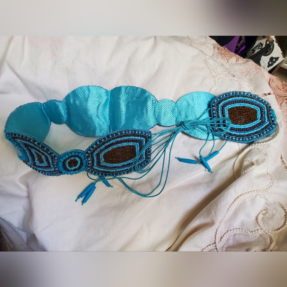 Raj Deadstock Vintage Seed Bead Beaded Belt Y2K